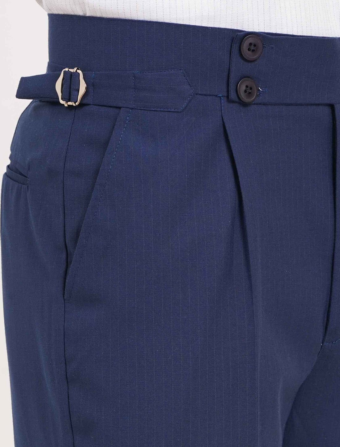How to Style Vintage Gurkha Trousers: The Blue Stripe Double Button Guide