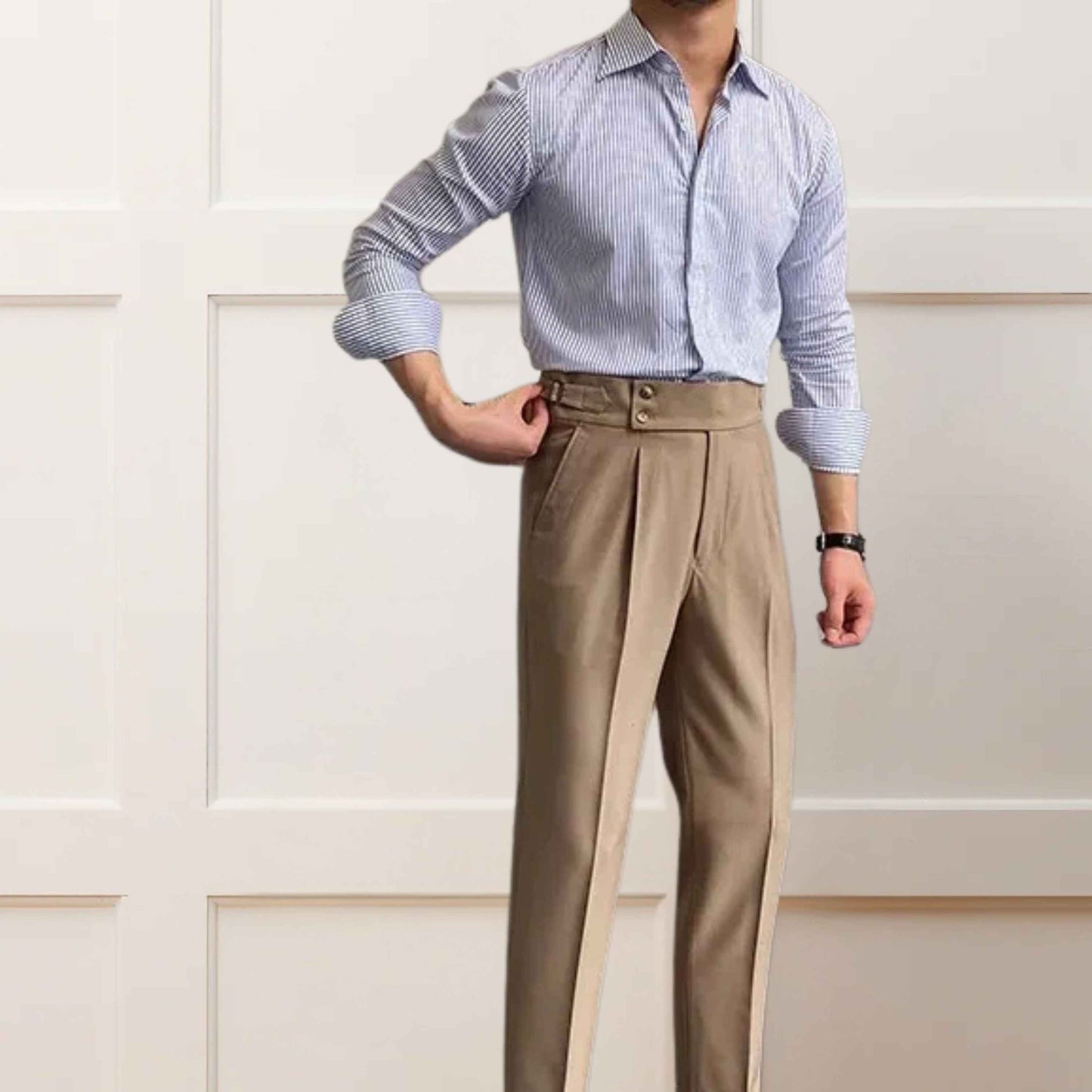 Khaki Gurkha Pants – Double Button, Side Adjusters & Tailored Fit - Adam Spirit