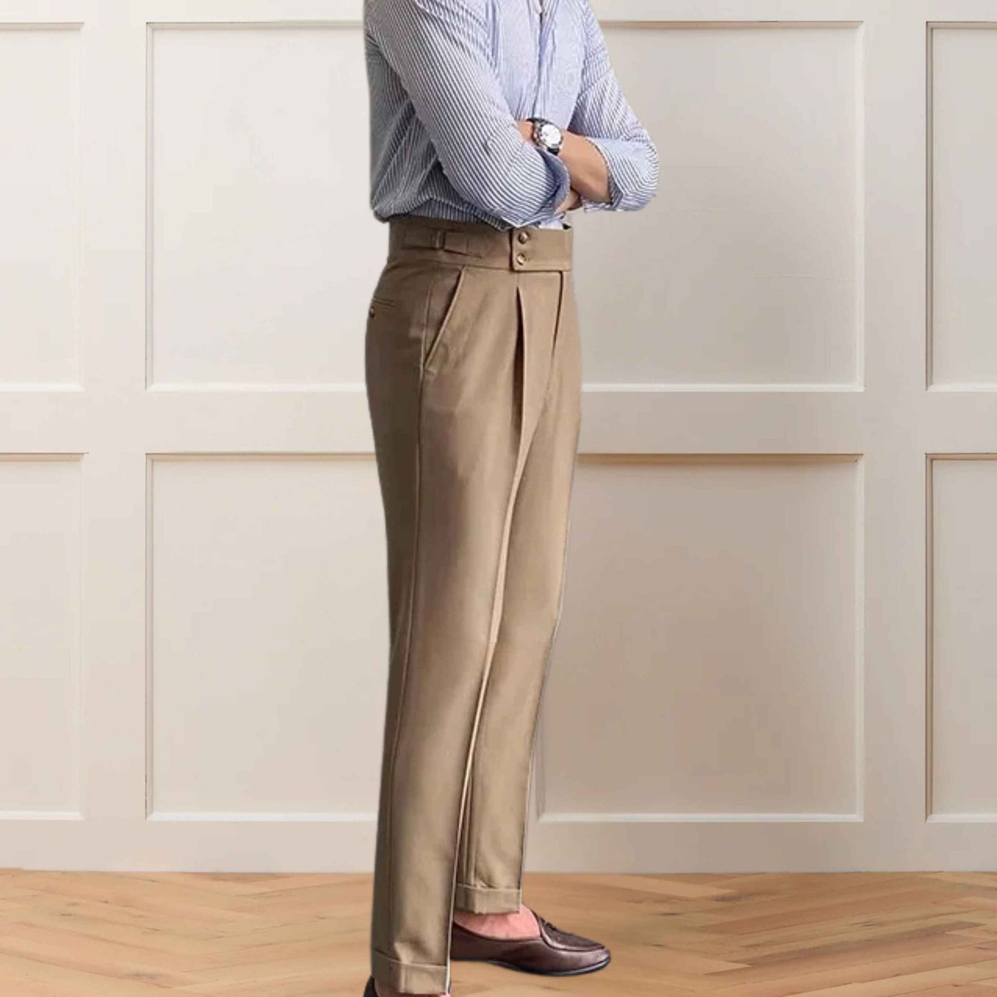 Khaki Gurkha Pants – Double Button, Side Adjusters & Tailored Fit - Adam Spirit