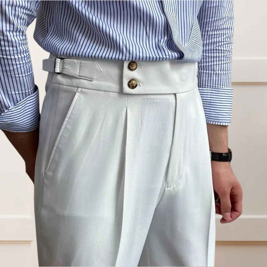 White Gurkha Pants Double Button | Tailored Fit – Adam Spirit - Adam Spirit