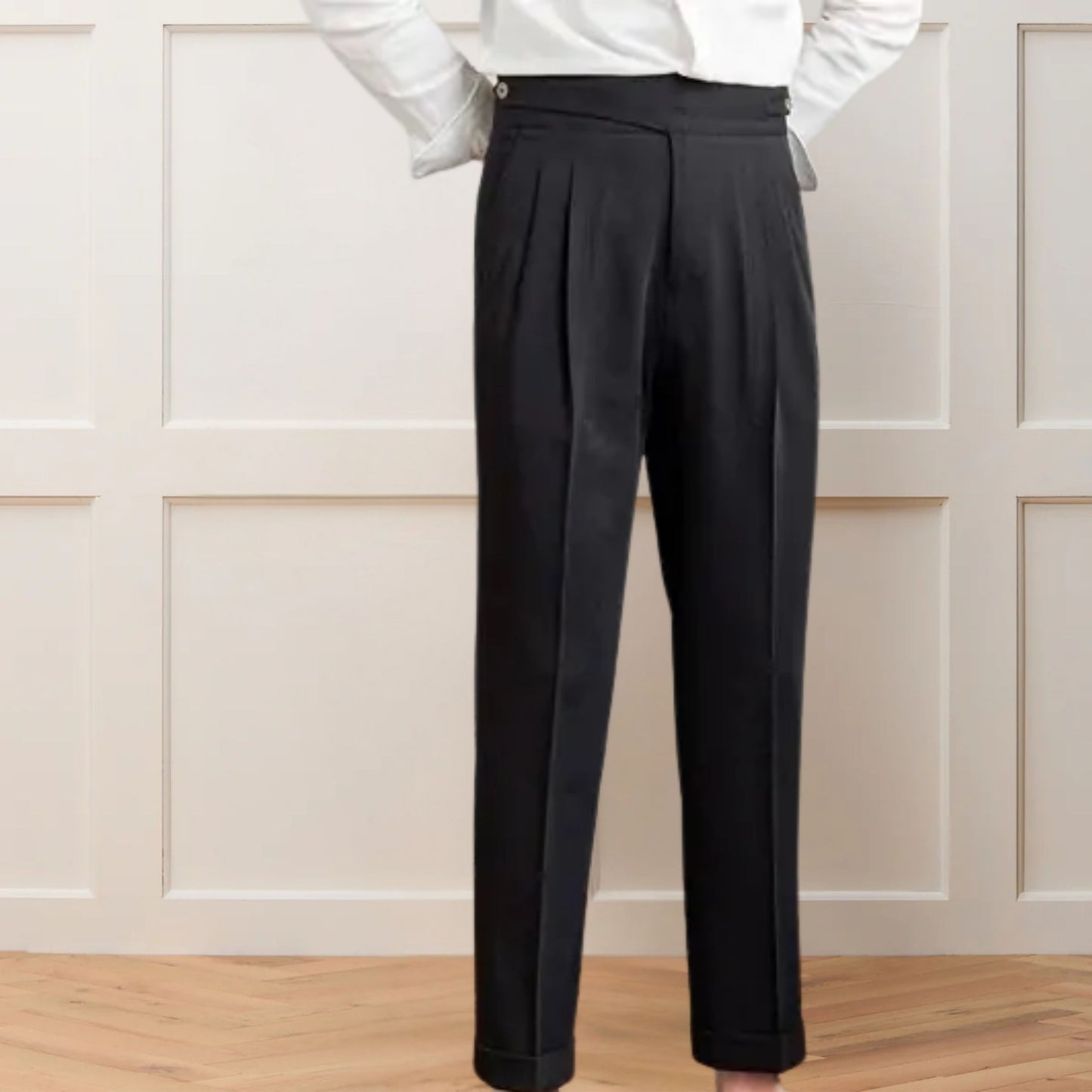 Blue Gurkha Pants Double Pleated, High-Waisted Tailored Fit - Adam Spirit