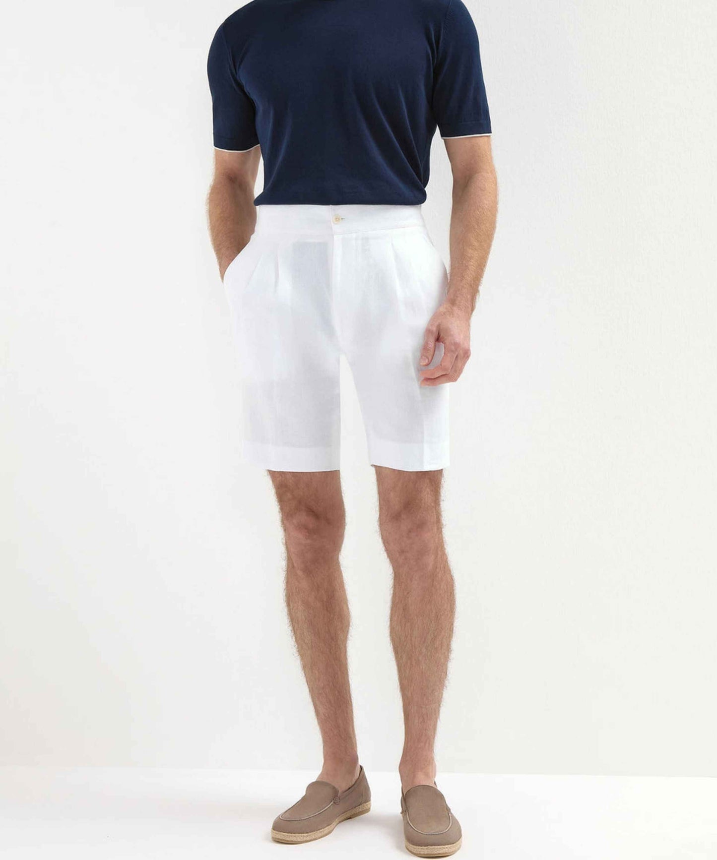White Linen Beach Shorts – Lightweight & Breathable Summer Essential - Adam Spirit