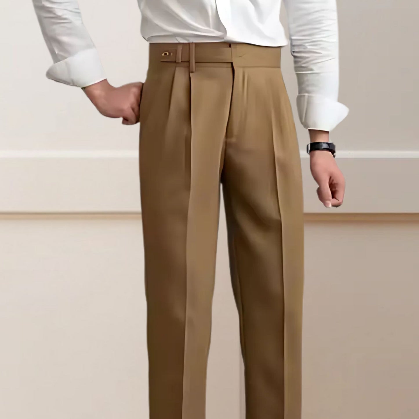 Brown Gurkha Pants Single Button Classic Tailoring - Adam Spirit