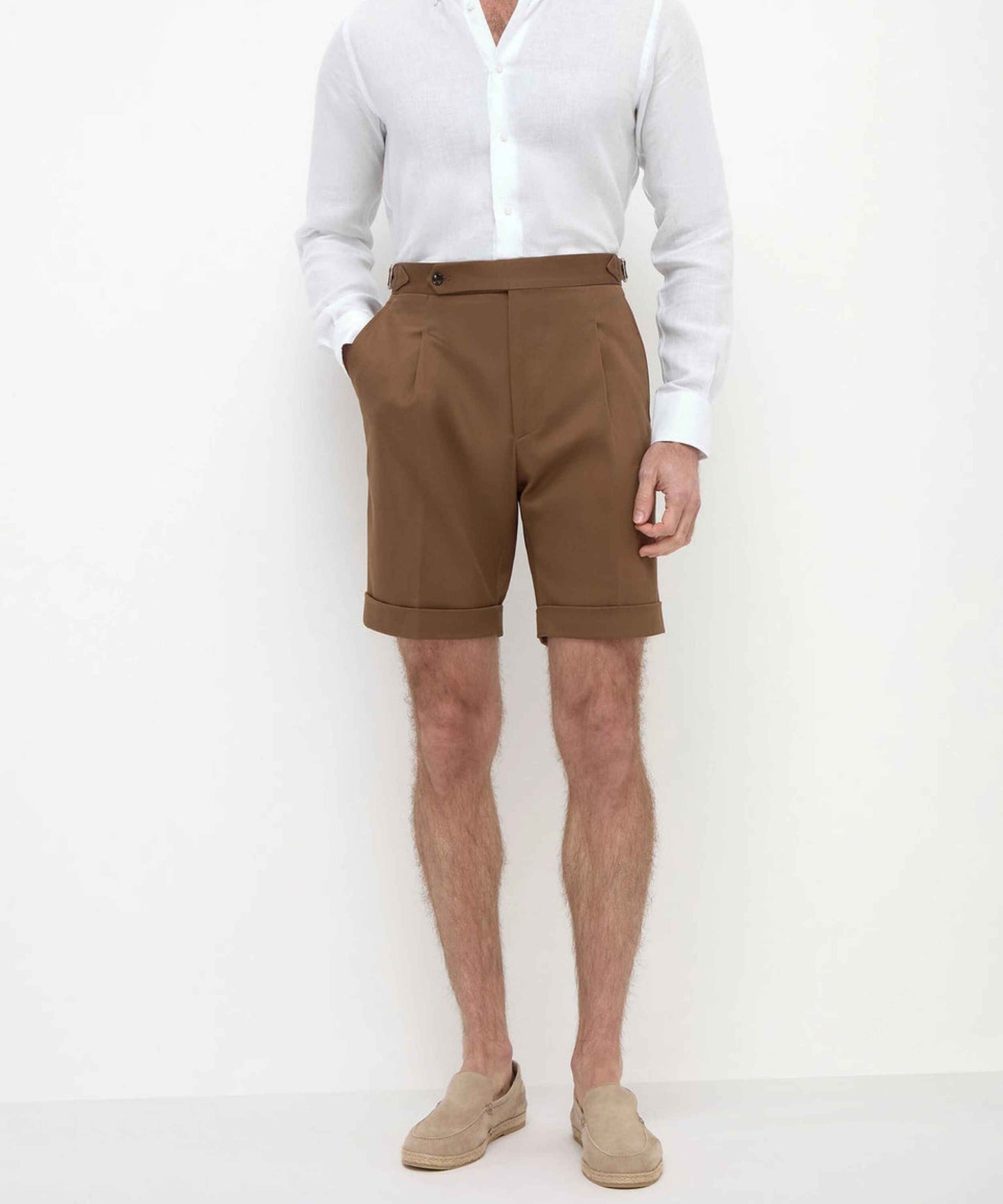 Brown Shorts with Side Adjusters Tailored Fit & Timeless Style - Adam Spirit