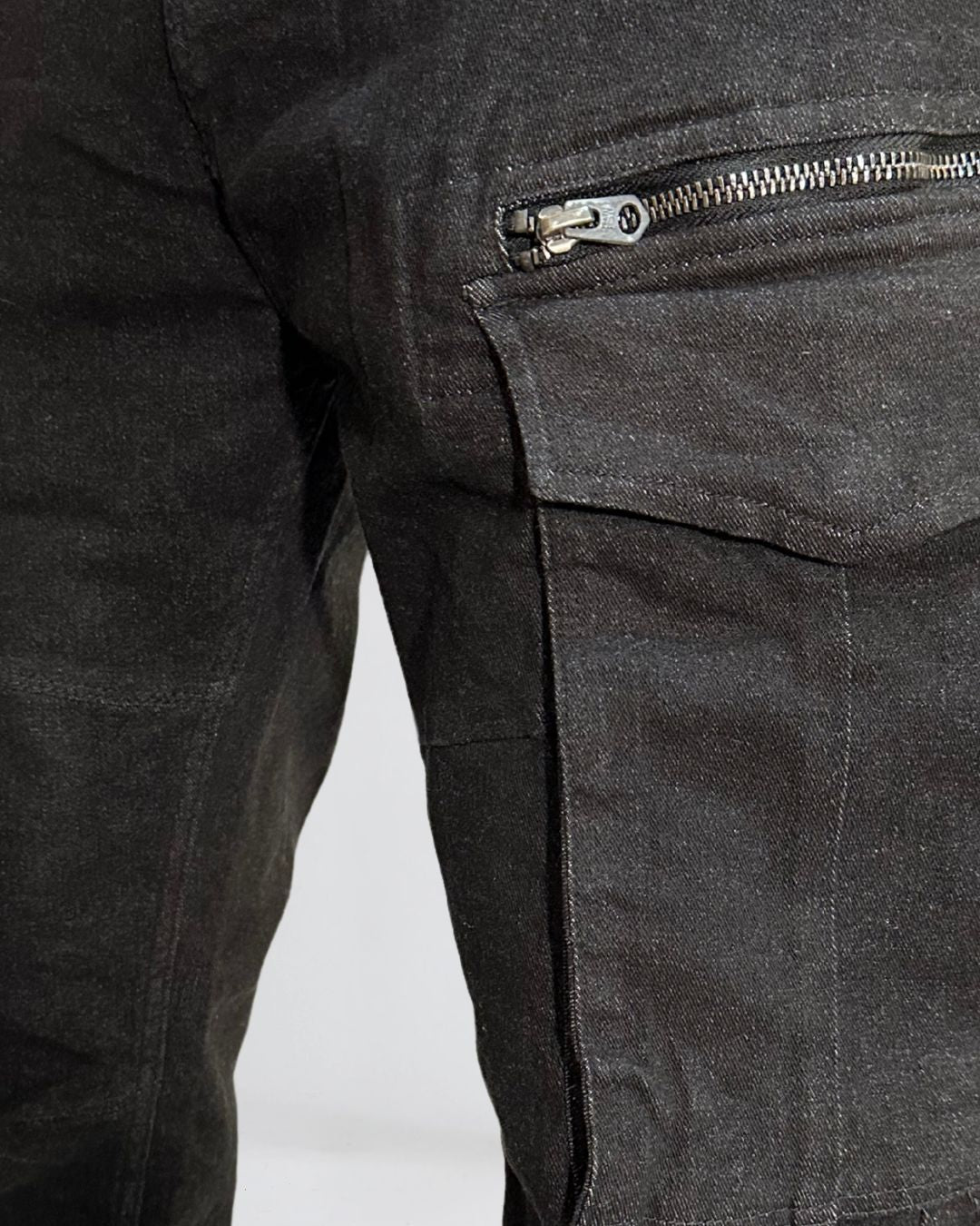 Black Denim Cargo Pants Rugged Style Meets Urban Utility - Adam Spirit