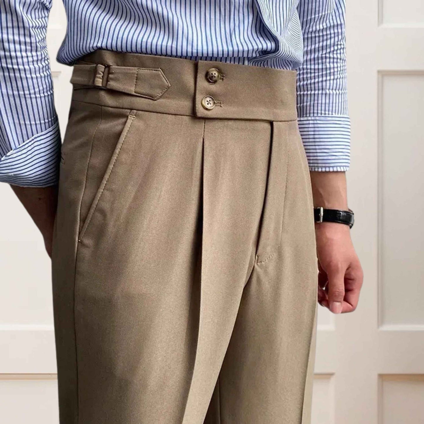 Khaki Gurkha Pants – Double Button, Side Adjusters & Tailored Fit - Adam Spirit