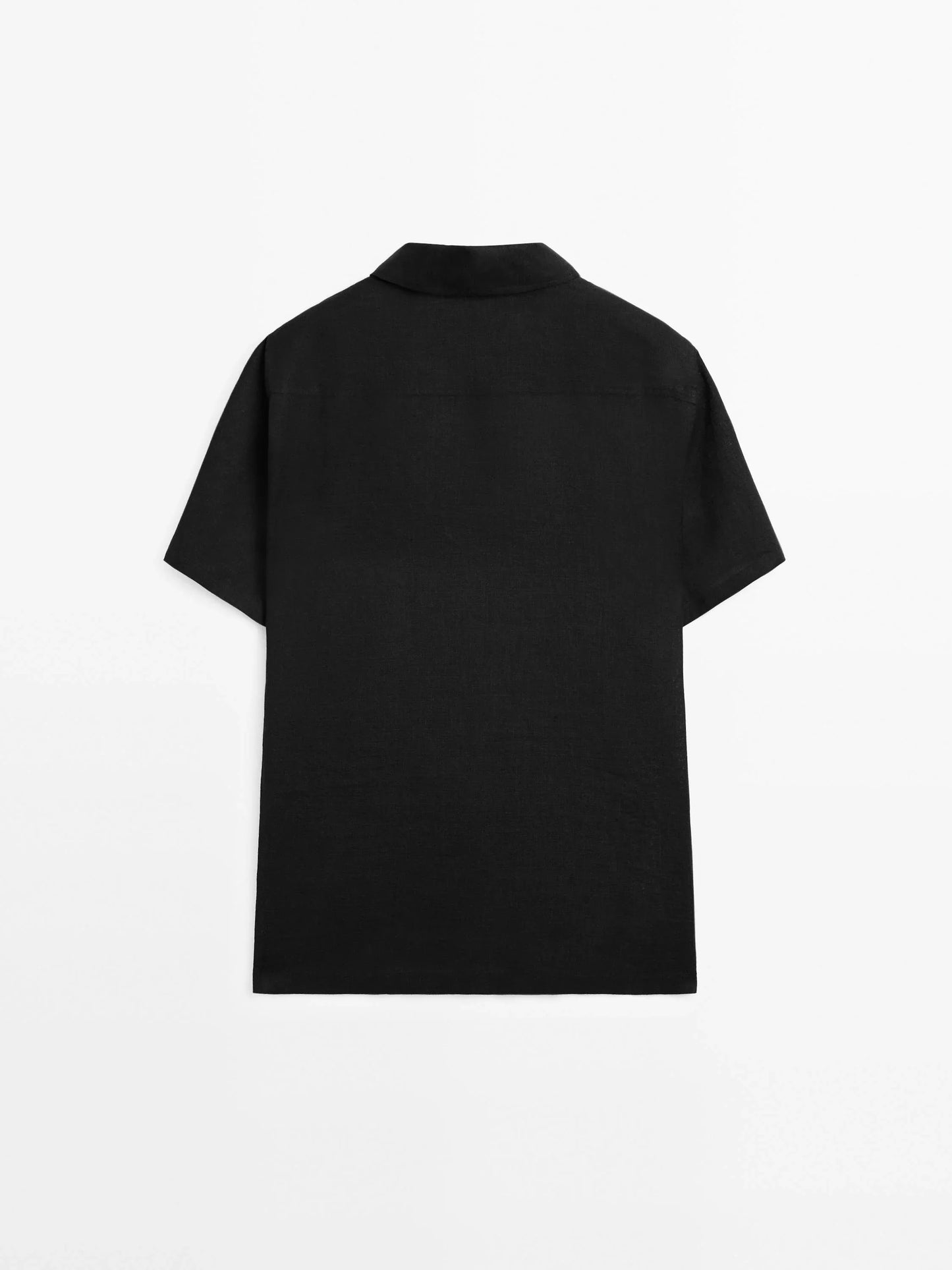 Black Linen Shirt Relaxed Fit Half Sleeves - Adam Spirit