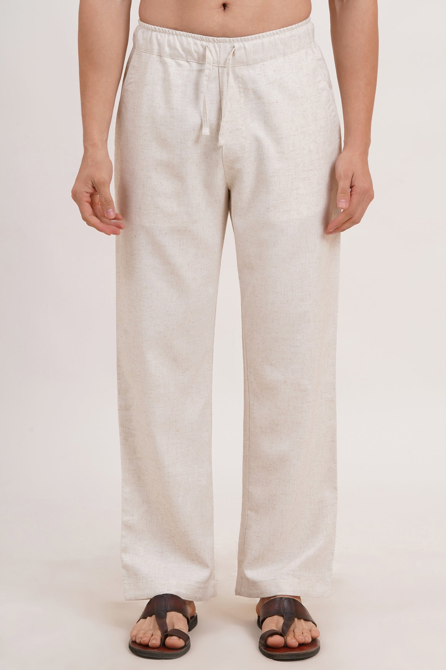 Men’s Warm Ivory Linen Blend Cord Set – Breathable & Stylish Two-Piece Outfit - Adam Spirit