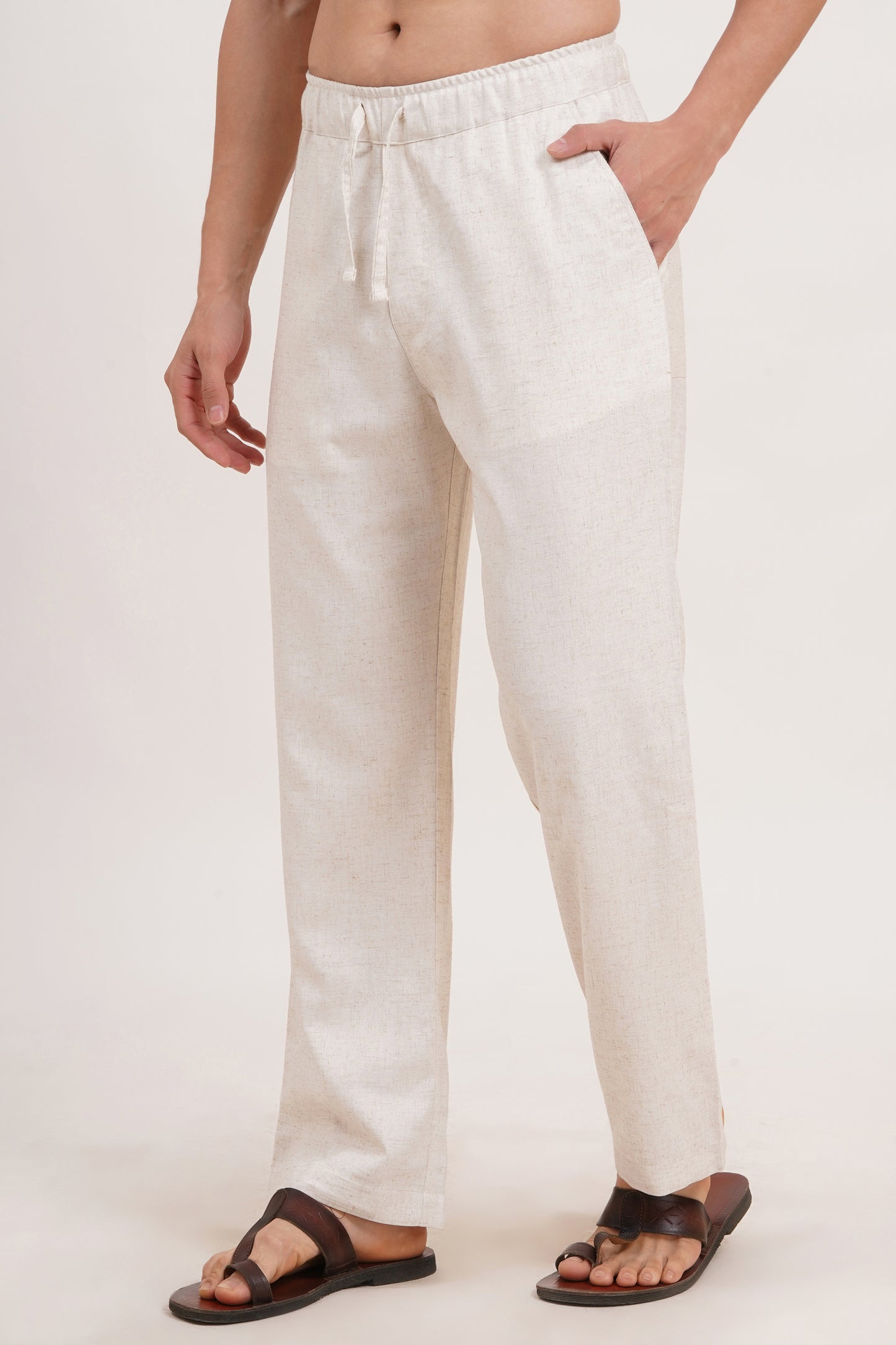 Men’s Warm Ivory Linen Blend Cord Set – Breathable & Stylish Two-Piece Outfit - Adam Spirit