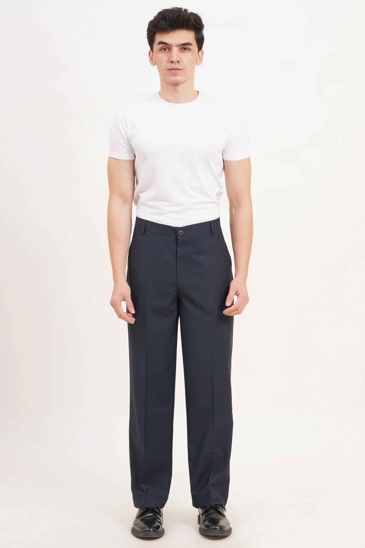 Navy Blue Comfort Fit Trousers - Adam Spirit