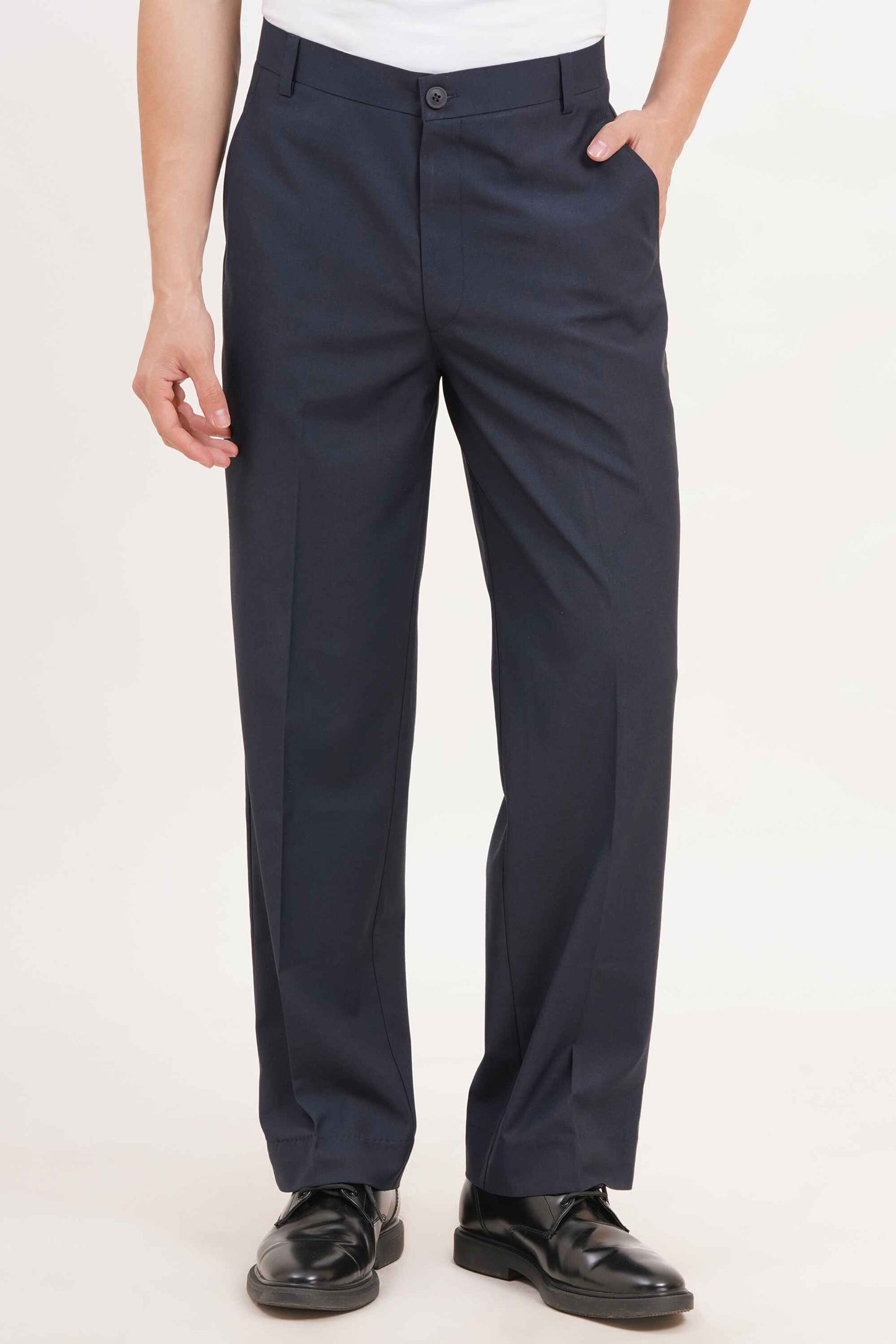 Navy Blue Comfort Fit Trousers - Adam Spirit