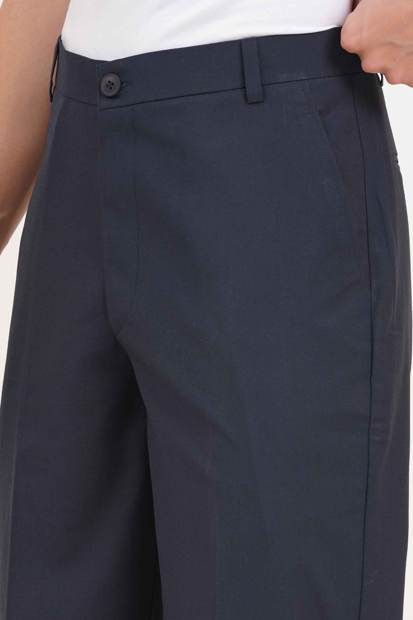 Navy Blue Comfort Fit Trousers - Adam Spirit
