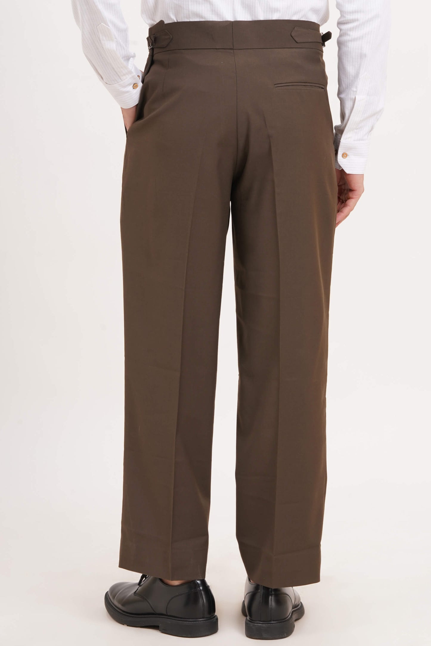 Tobacco Brown Pants Stripe Double Button Closure & Tailored Fit - Adam Spirit