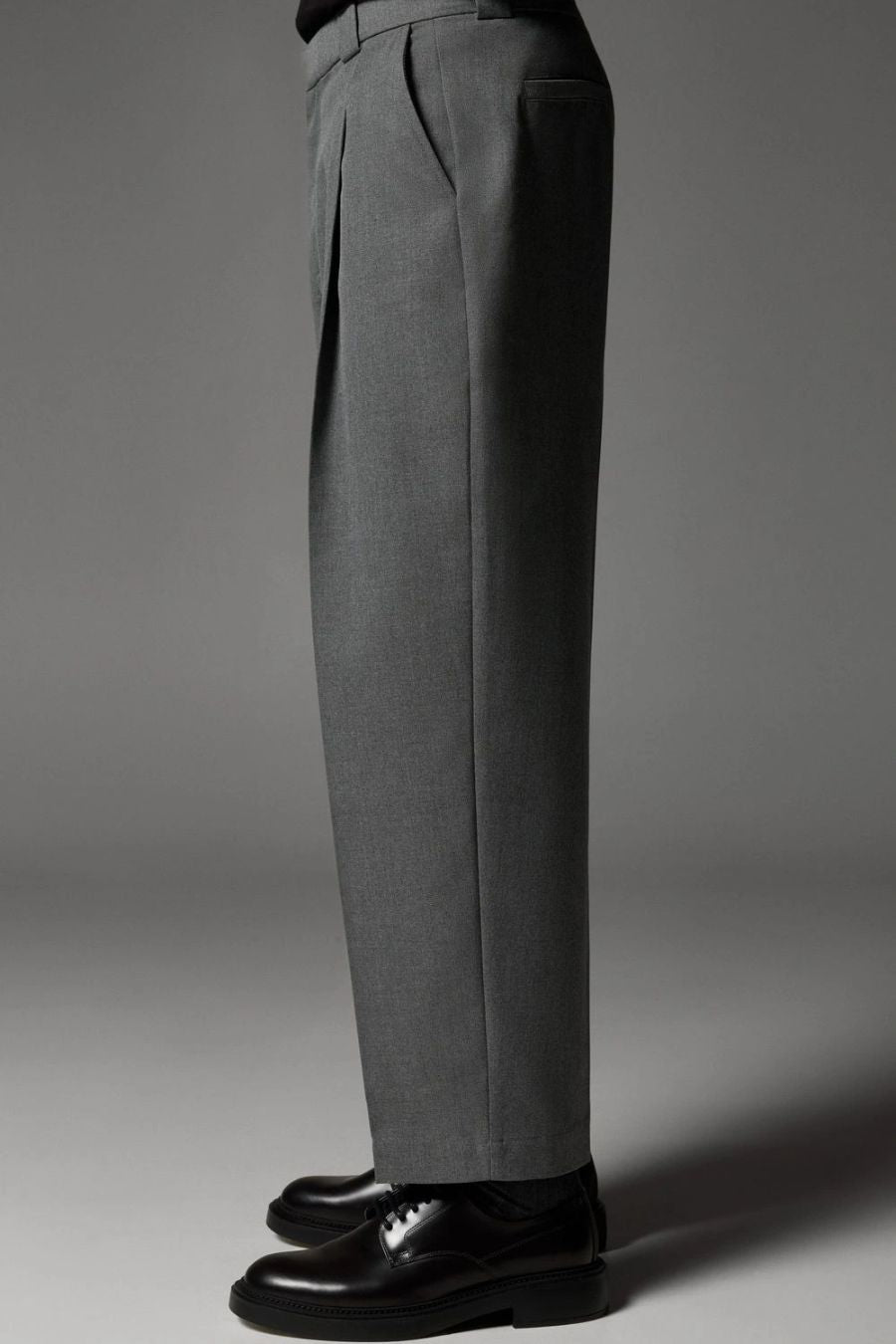 Gray Loose Fit Palazzo Pants - Adam Spirit
