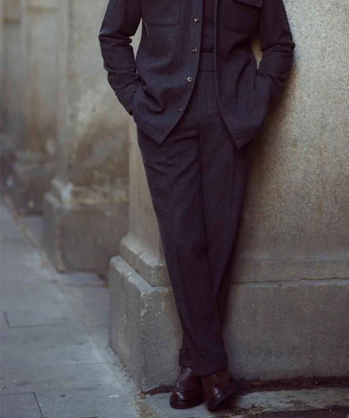 Gray Wool Pants – Double Hook Button & Tailored Fit (Premium) - Adam Spirit