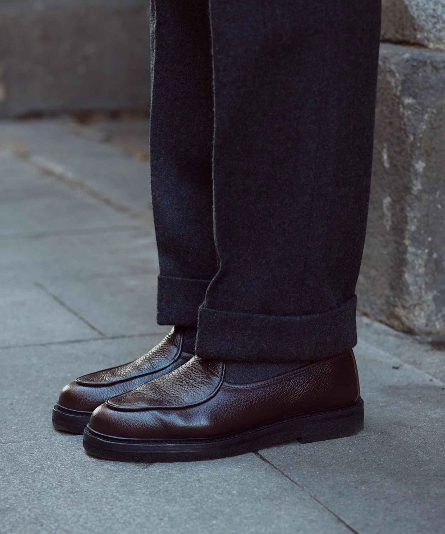 Gray Wool Pants Double Hook Button & Tailored Fit - Adam Spirit