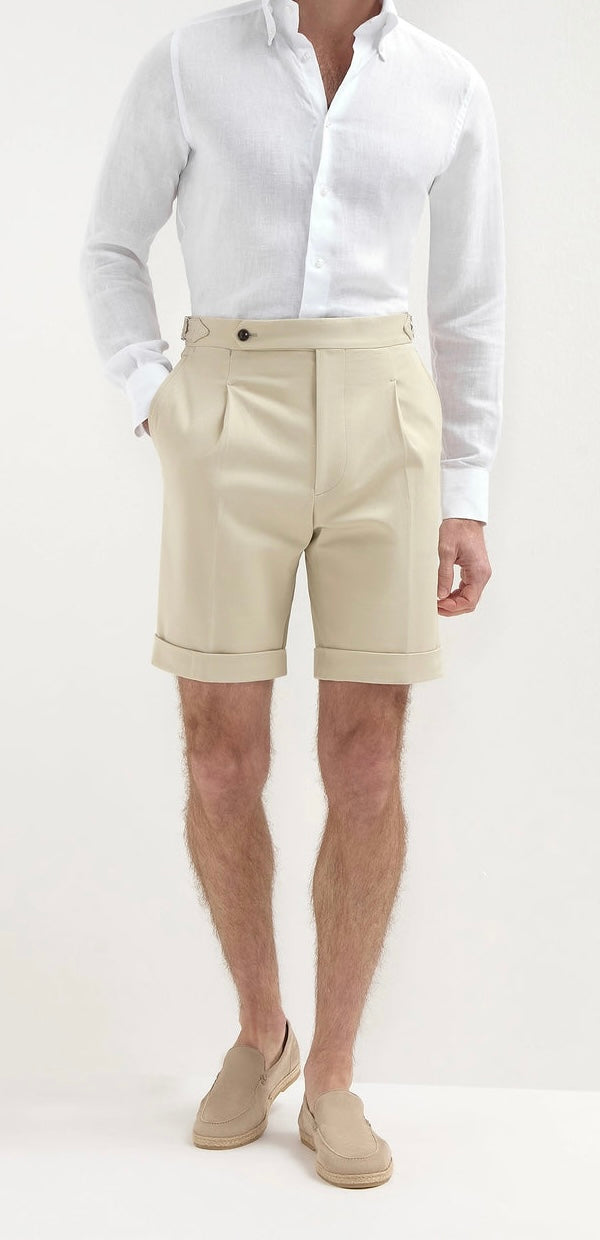 Beige Shorts with Side Adjusters – Tailored Fit & Timeless Style - Adam Spirit