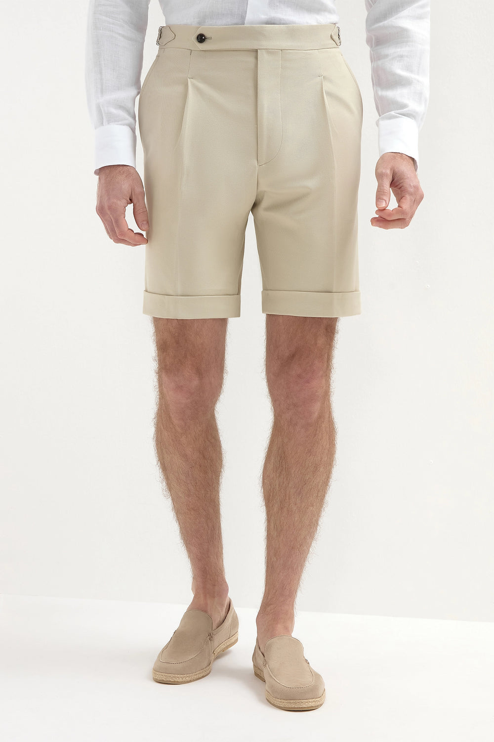 Beige Shorts with Side Adjusters – Tailored Fit & Timeless Style - Adam Spirit