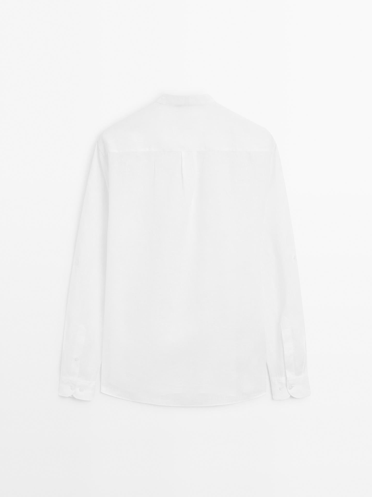 White Linen Shirt Short Kurta Style - Adam Spirit