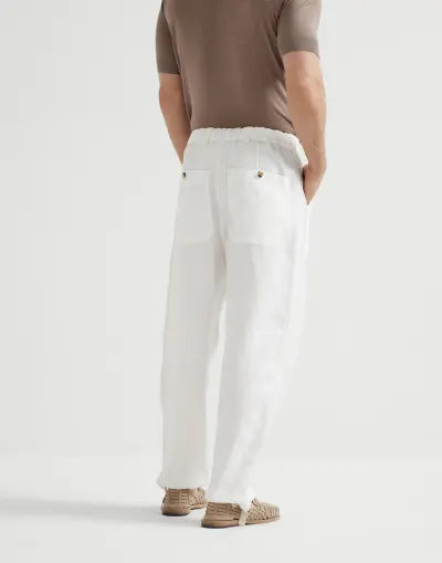 Resort Linen Drawstring Trousers Classic White