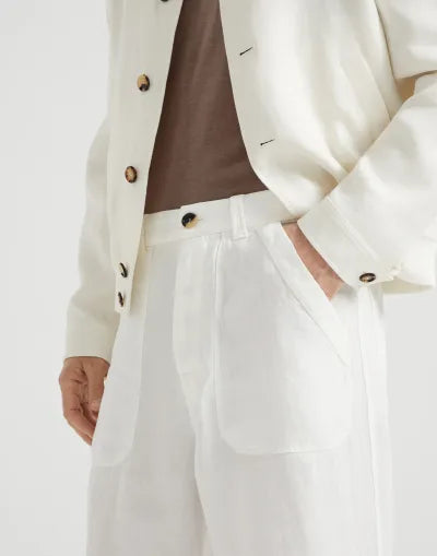 Resort Linen Drawstring Trousers Classic White