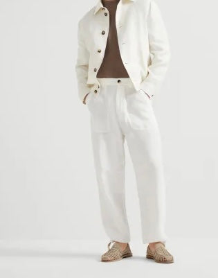 Resort Linen Drawstring Trousers Classic White