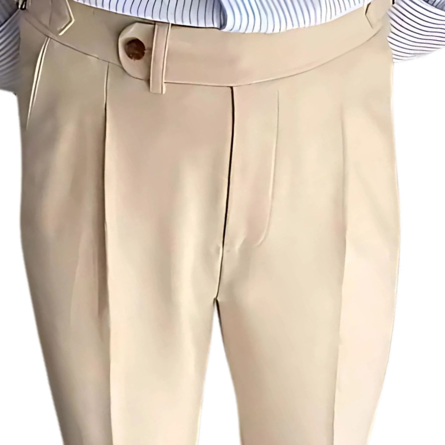 Biscuit Beige Gurkha Pants Single Front Button, Side Adjuster Buckles & Tailored Fit - Adam Spirit