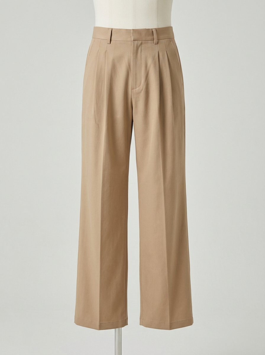 Men's Korean Wide-Leg Trousers Beige - Adam Spirit