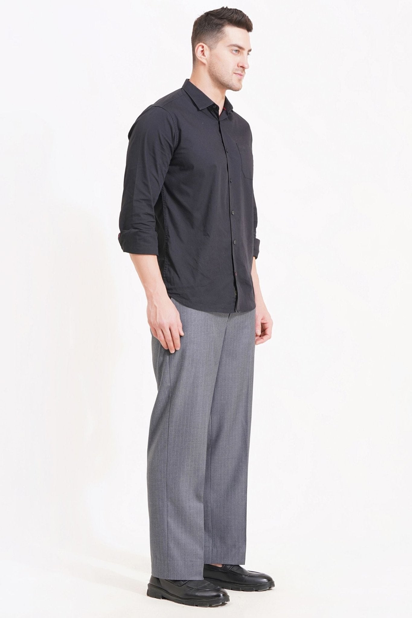 Pinstripe Formal Trousers – Elegance with a Modern Fit - Classic Grey - Adam Spirit