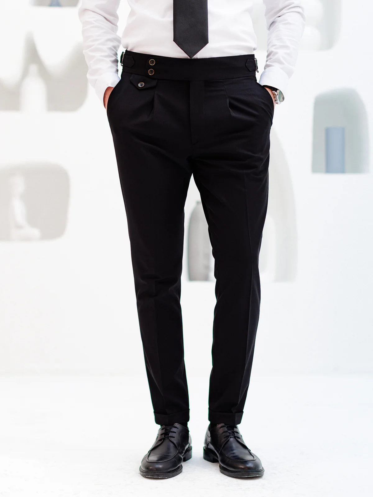 Black Signatue Buttoned Gurkha Pants by AdamSpirit