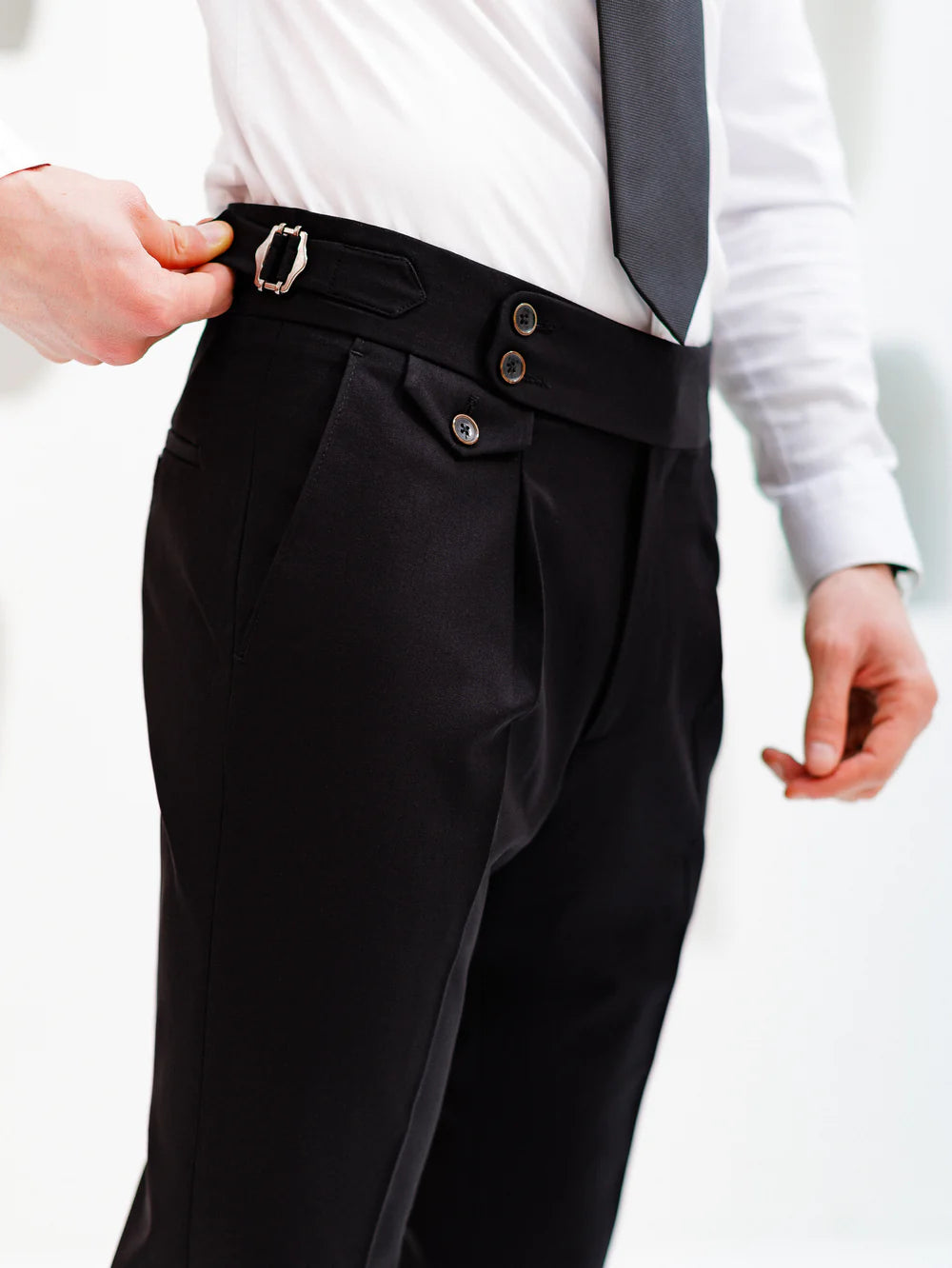 Black Signatue Buttoned Gurkha Pants by AdamSpirit