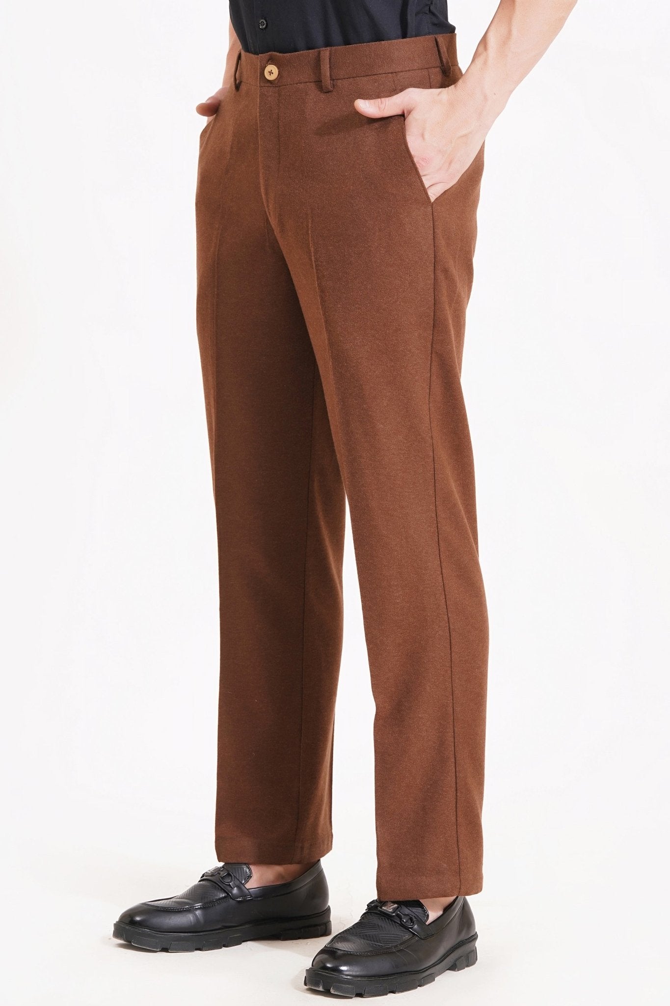 Wool Trousers Timeless Style with a Modern Edge - Brown - Adam Spirit