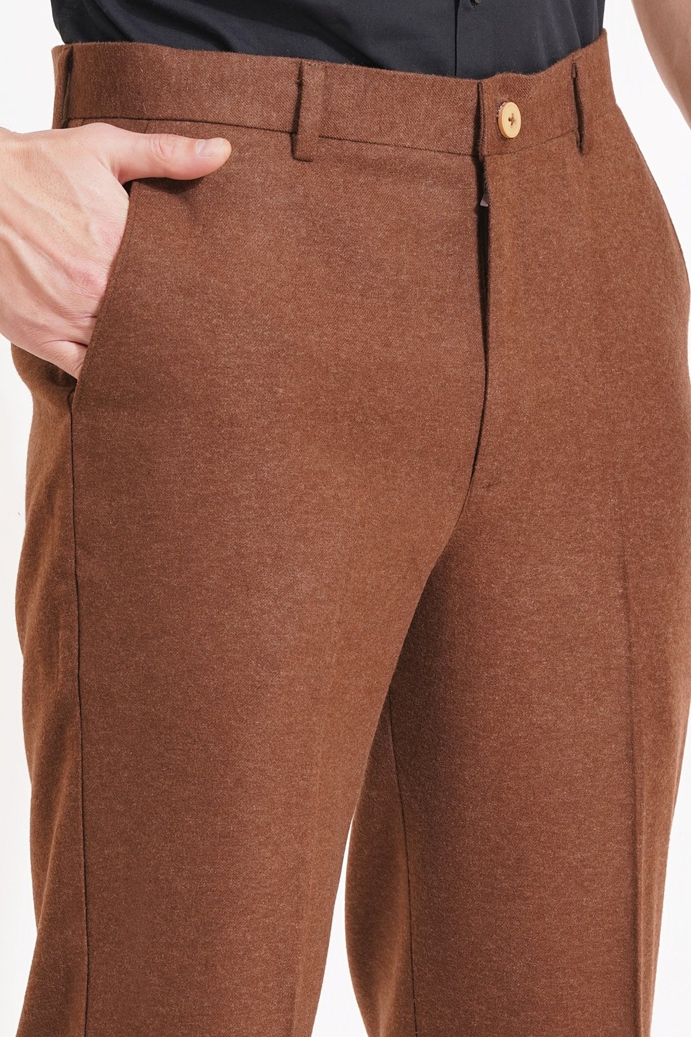 Wool Trousers Timeless Style with a Modern Edge - Brown - Adam Spirit