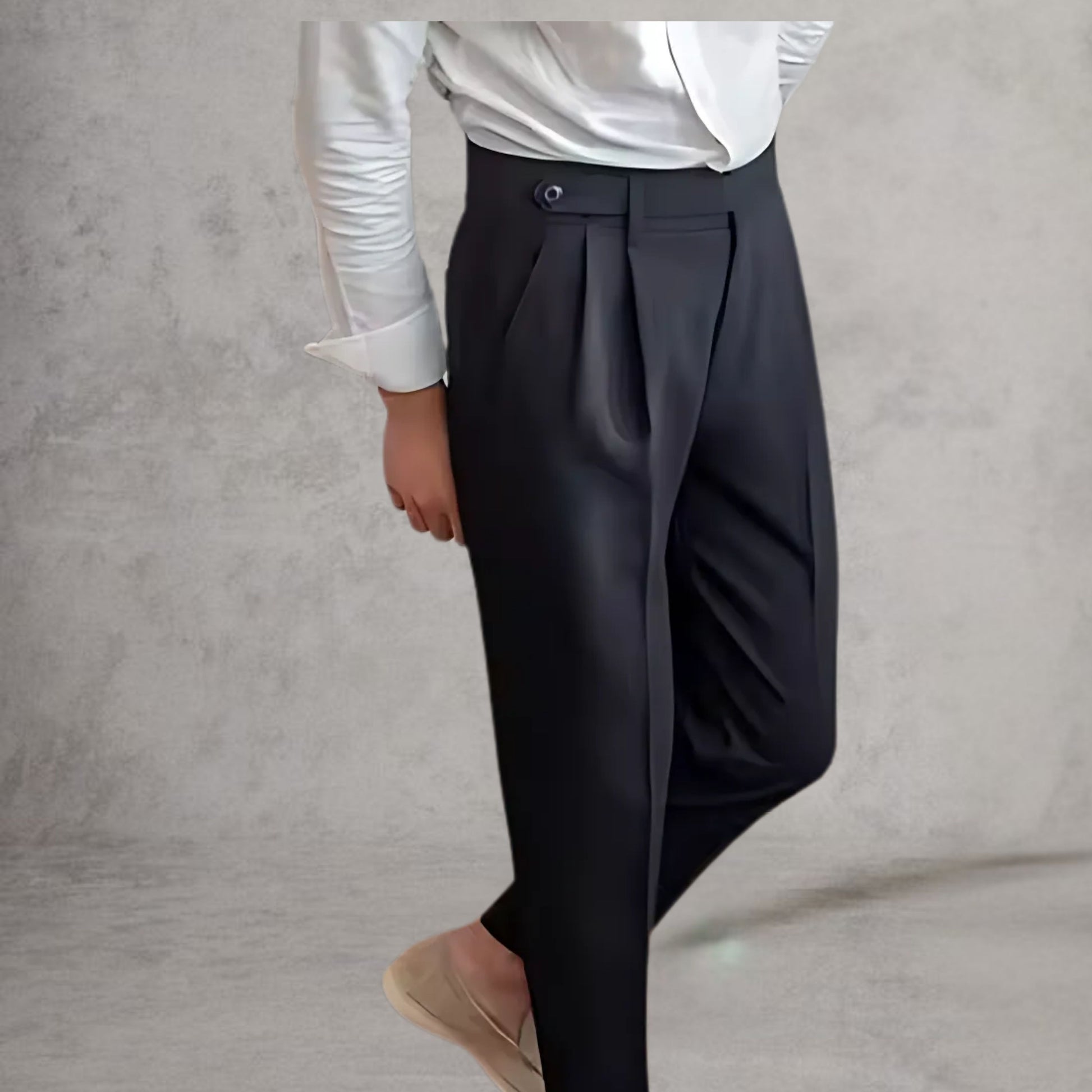 Dark Blue Gurkha Pants with Single Side Button - Adam Spirit