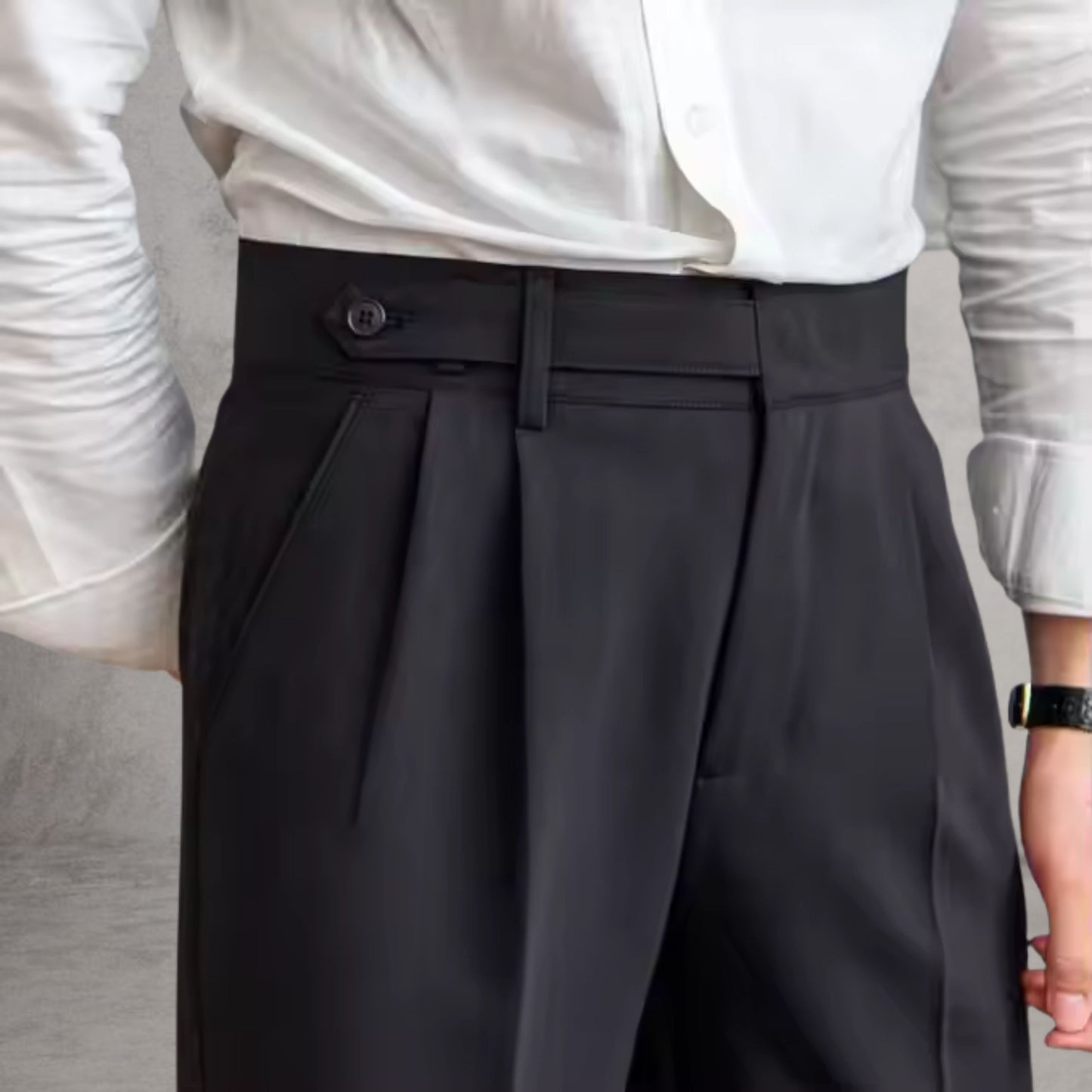 Dark Blue Gurkha Pants with Single Side Button - Adam Spirit
