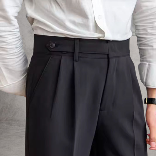 Dark Blue Gurkha Pants with Single Side Button - Adam Spirit