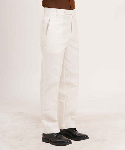 Ivory White Linen Gurkha Pants  Tailored Fit
