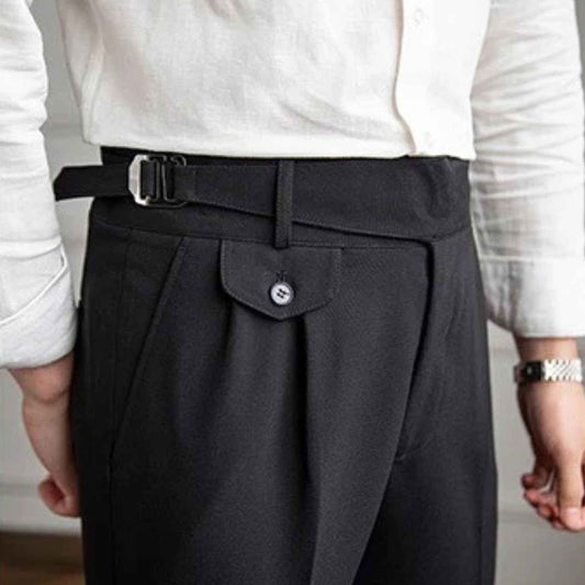 Black Gurkha Pants with Right Front Side Adjuster Buckle - Adam Spirit