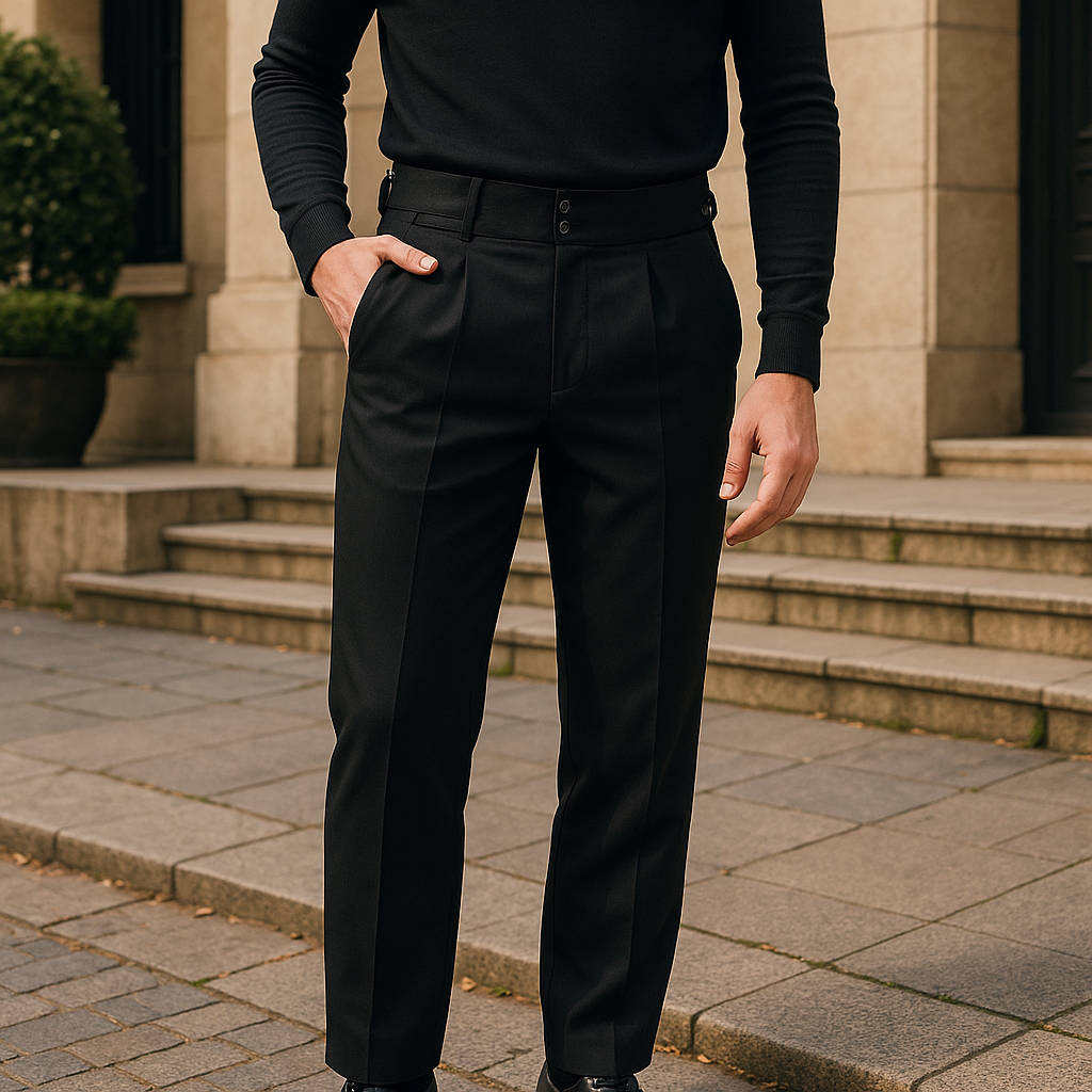 Jet Black Italian Pants Tailored Fit - Adam Spirit