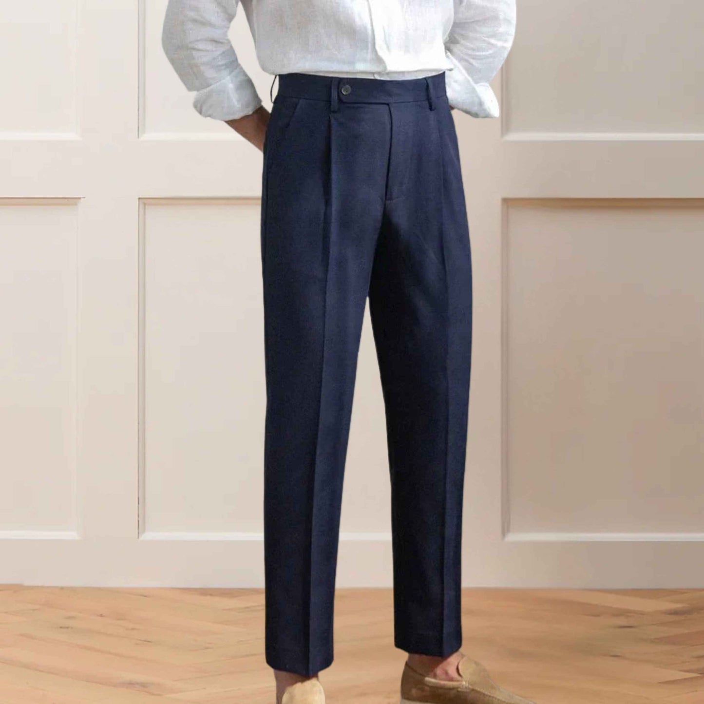 Blue Pants – Single Button Closure & Tailored Fit - Adam Spirit