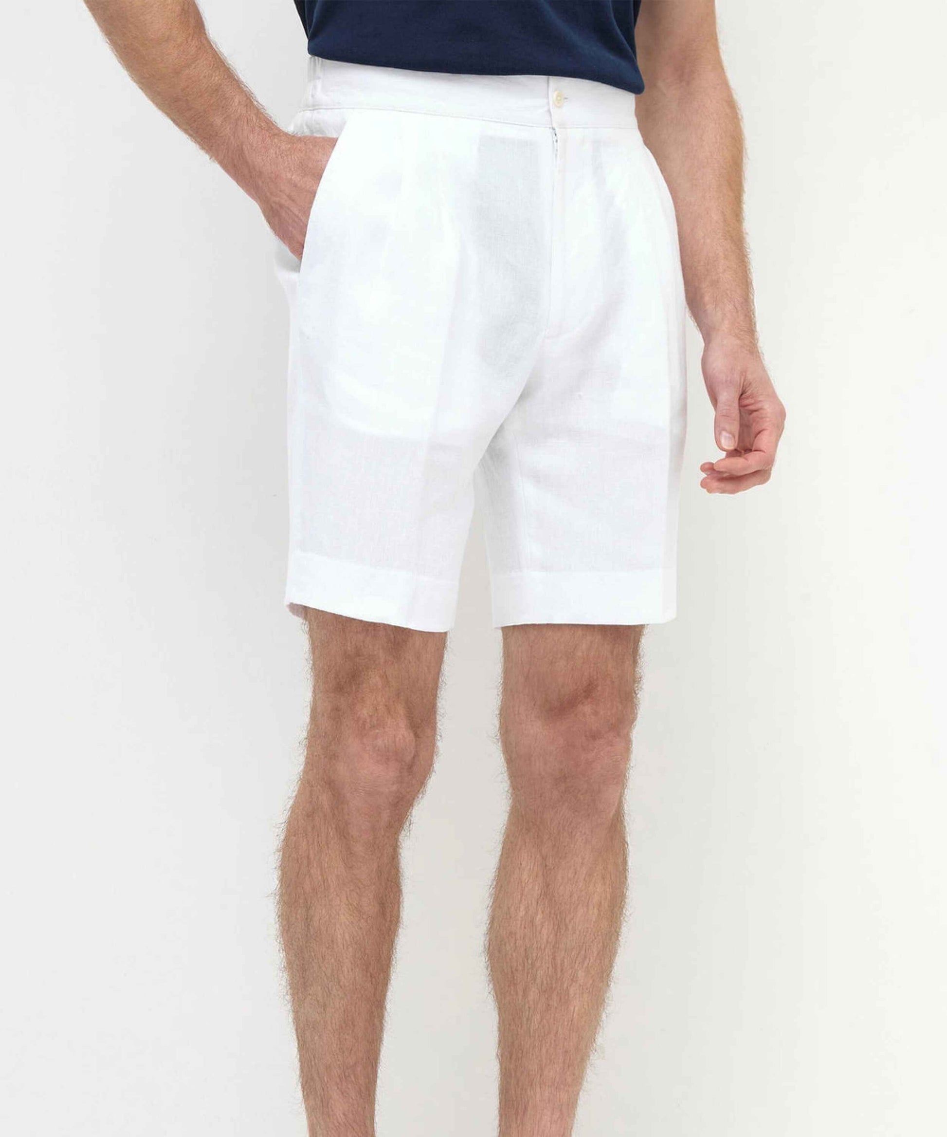 White Linen Beach Shorts – Lightweight & Breathable Summer Essential - Adam Spirit