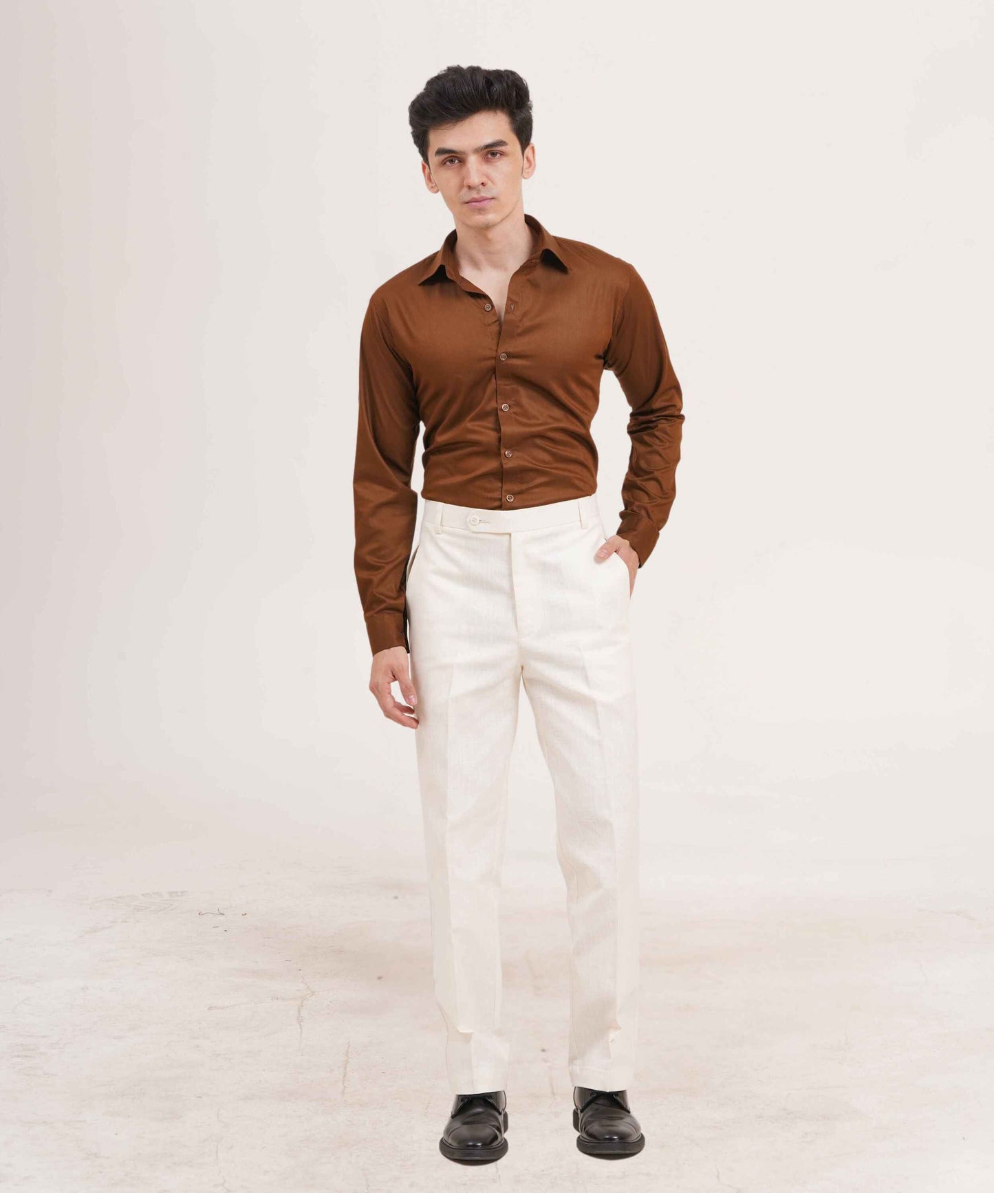 Ivory White Linen Gurkha Pants  Tailored Fit