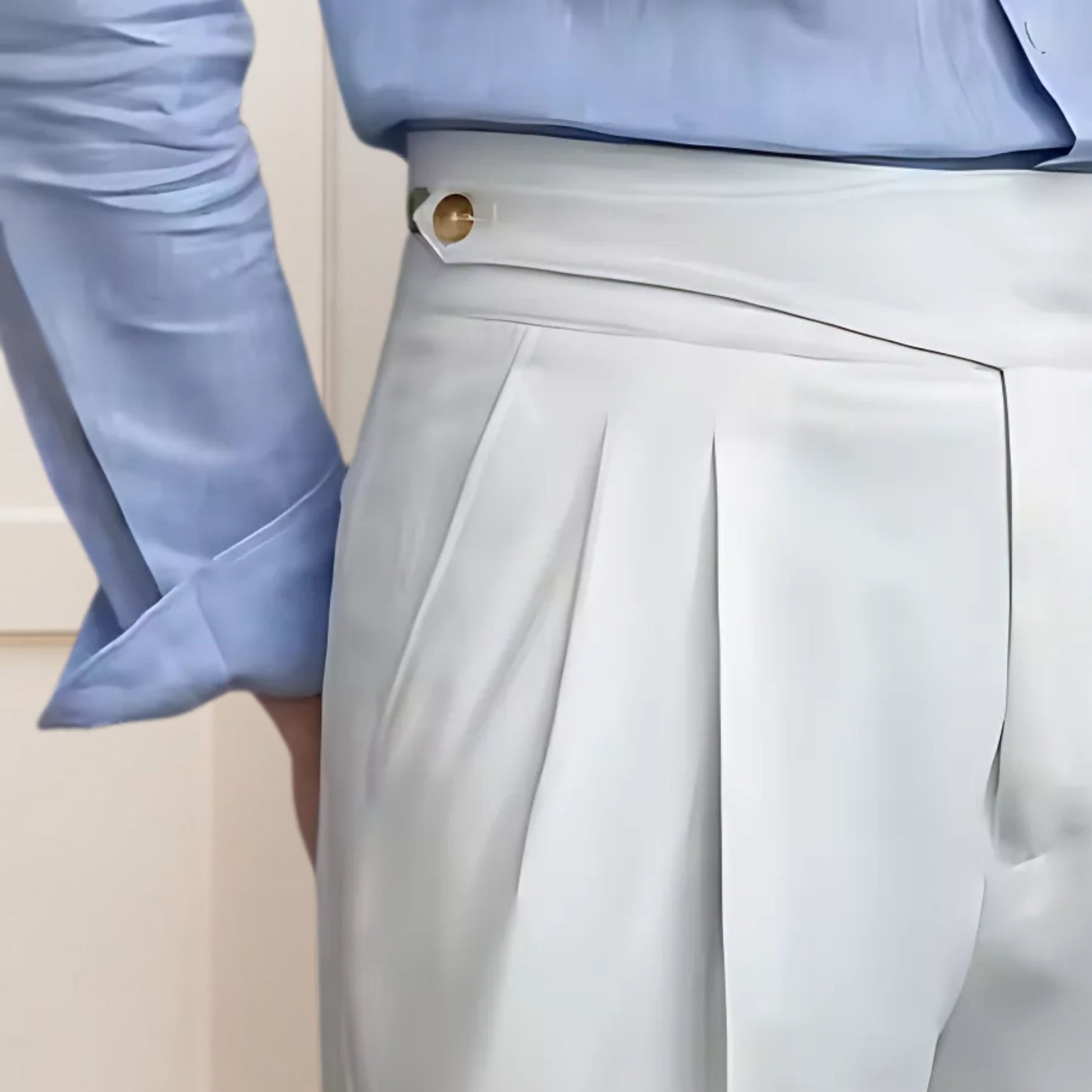 White Classic Buckle Formal Gurkha Pants - Side Adjuster Buckles & Tailored Fit - Adam Spirit