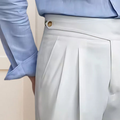 White Classic Buckle Formal Gurkha Pants - Side Adjuster Buckles & Tailored Fit - Adam Spirit