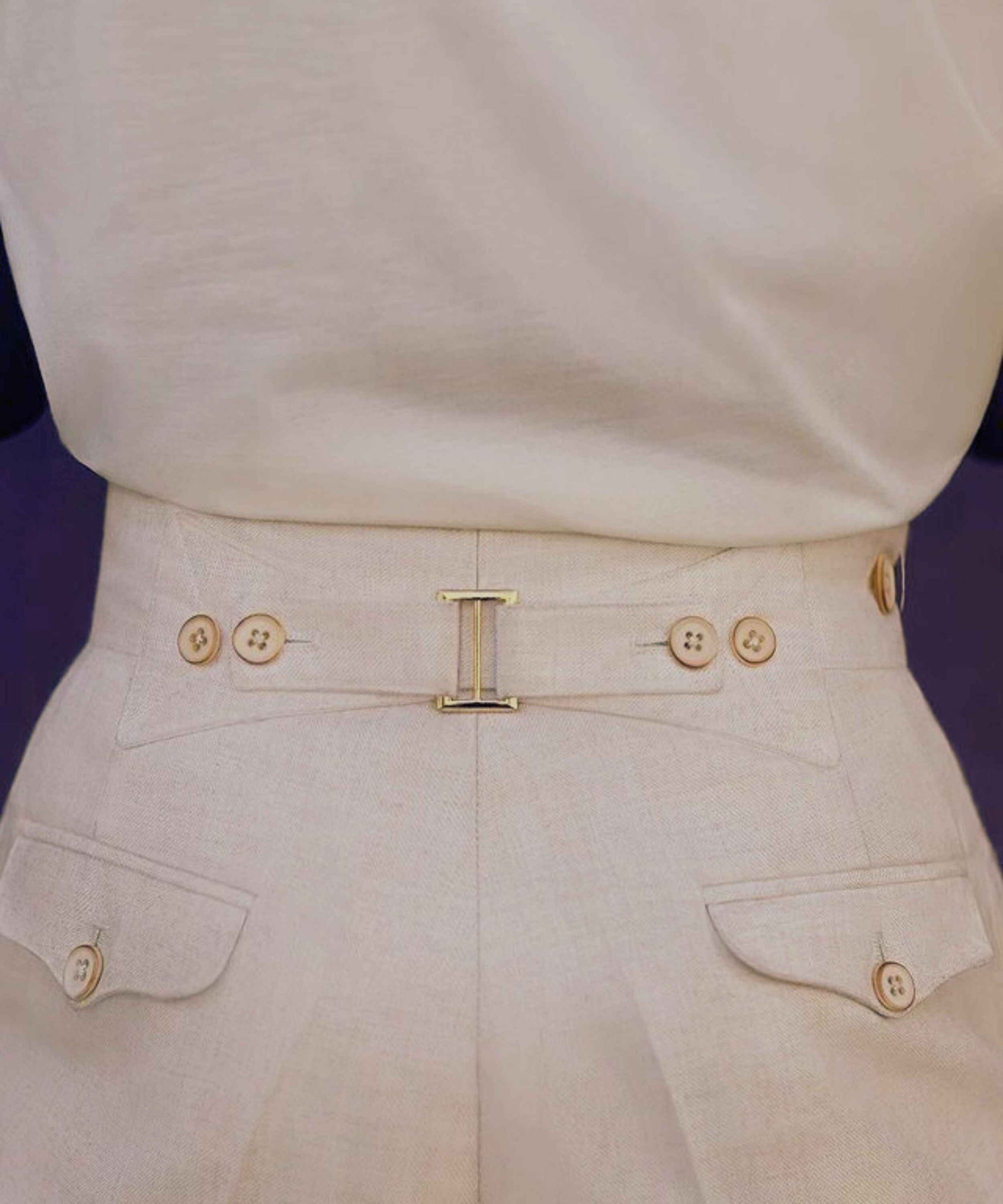 Ivory White Linen Gurkha Pants – Tailored Fit (Premium) - Adam Spirit