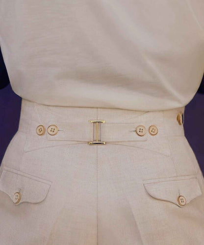 Ivory White Linen Gurkha Pants – Tailored Fit (Premium) - Adam Spirit
