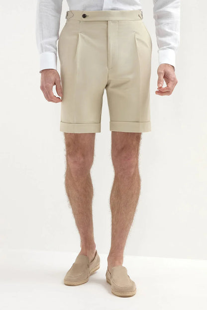 Beige Shorts with Side Adjusters Tailored Fit & Timeless Style - Adam Spirit