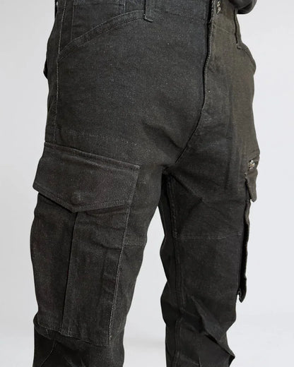Black Denim Cargo Pants Rugged Style Meets Urban Utility - Adam Spirit