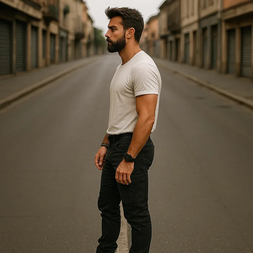 Black Denim Cargo Pants Rugged Style Meets Urban Utility - Adam Spirit