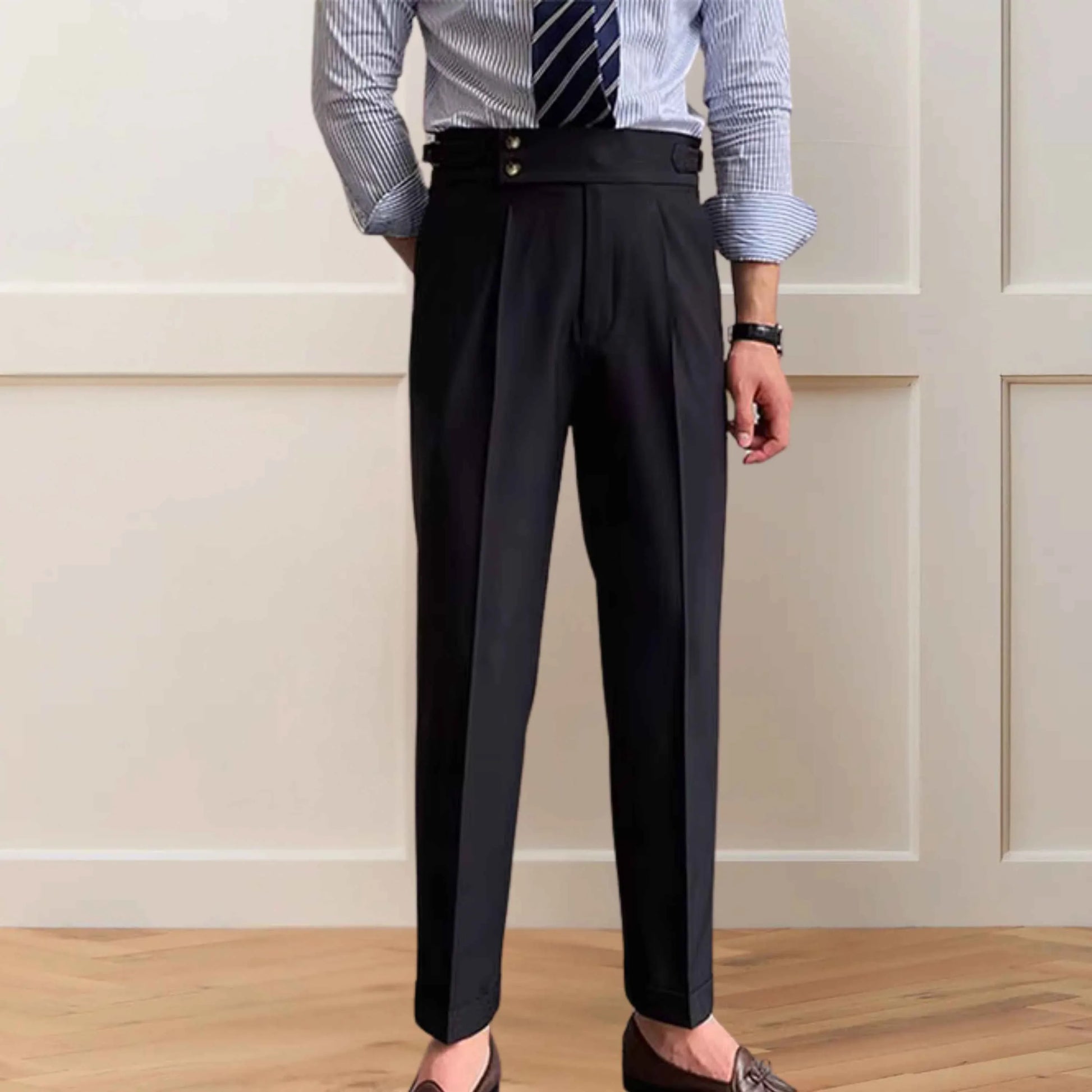 Black Gurkha Pants Double Button | Tailored Fit – Adam Spirit - Adam Spirit